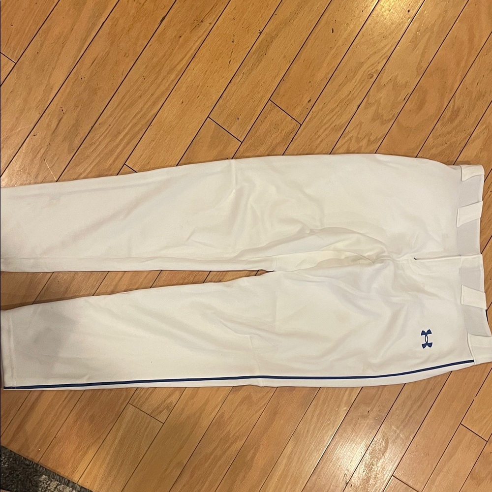 Under Armour White Joggers with Blue Trim
